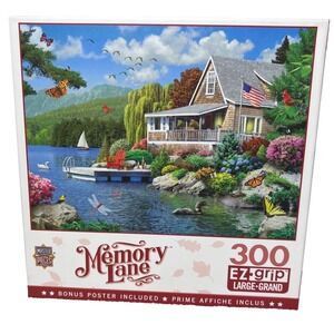 MasterPieces Memory Lane Lakeside Cottage 300 Piece EZ Grip‎ Puzzle Complete